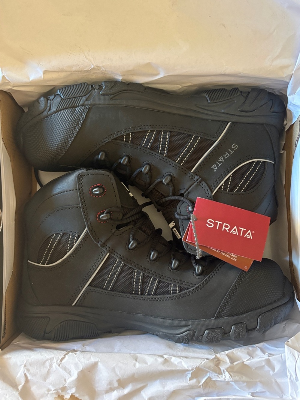 Strata Men's Black Lace-Up Hiking Boots - Durable Trail-Ready Design